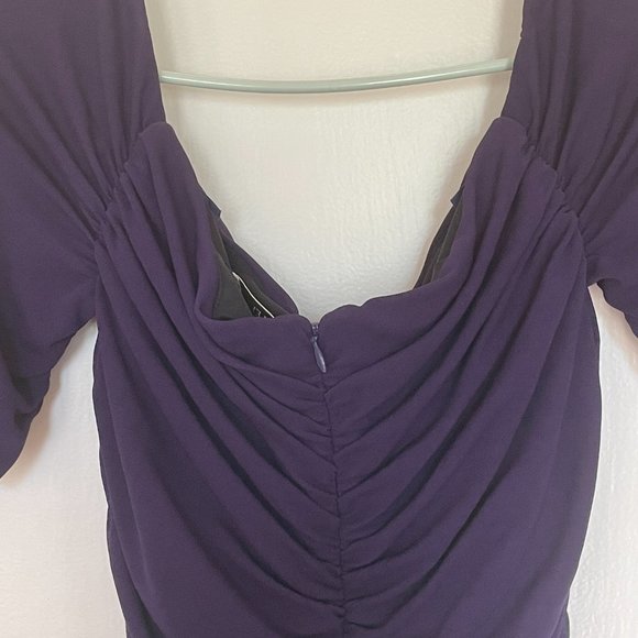 Badgley Mischka Glamorous Deep Purple Formal Fitted Floor Length Gown - Picture 7 of 9